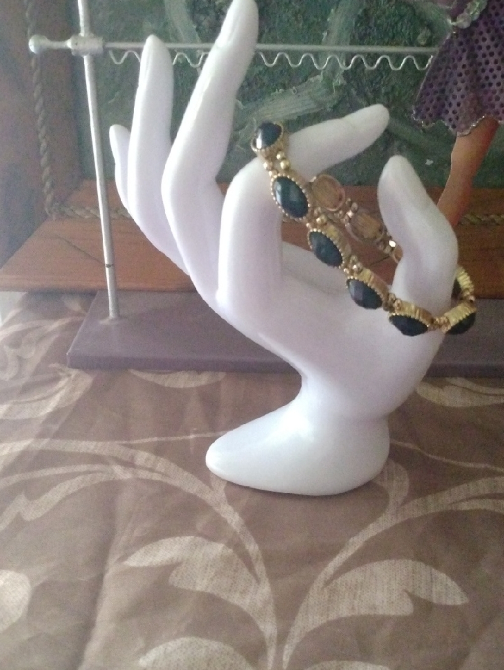 Charming Charlie Gold-Tone Bracelet with Black Stones